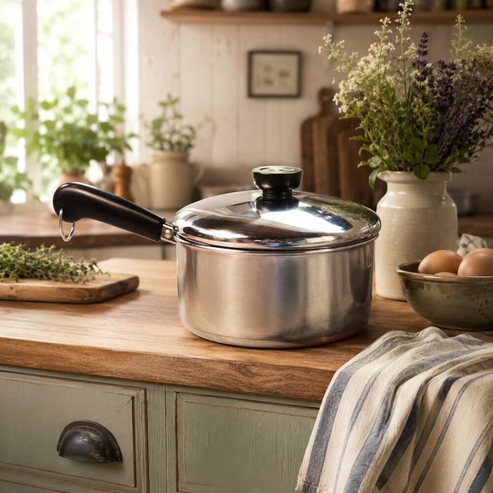 Vtg Revere Ware 2Qt Pot Sauce Pan Copper Bottom Retro Americana Replacement